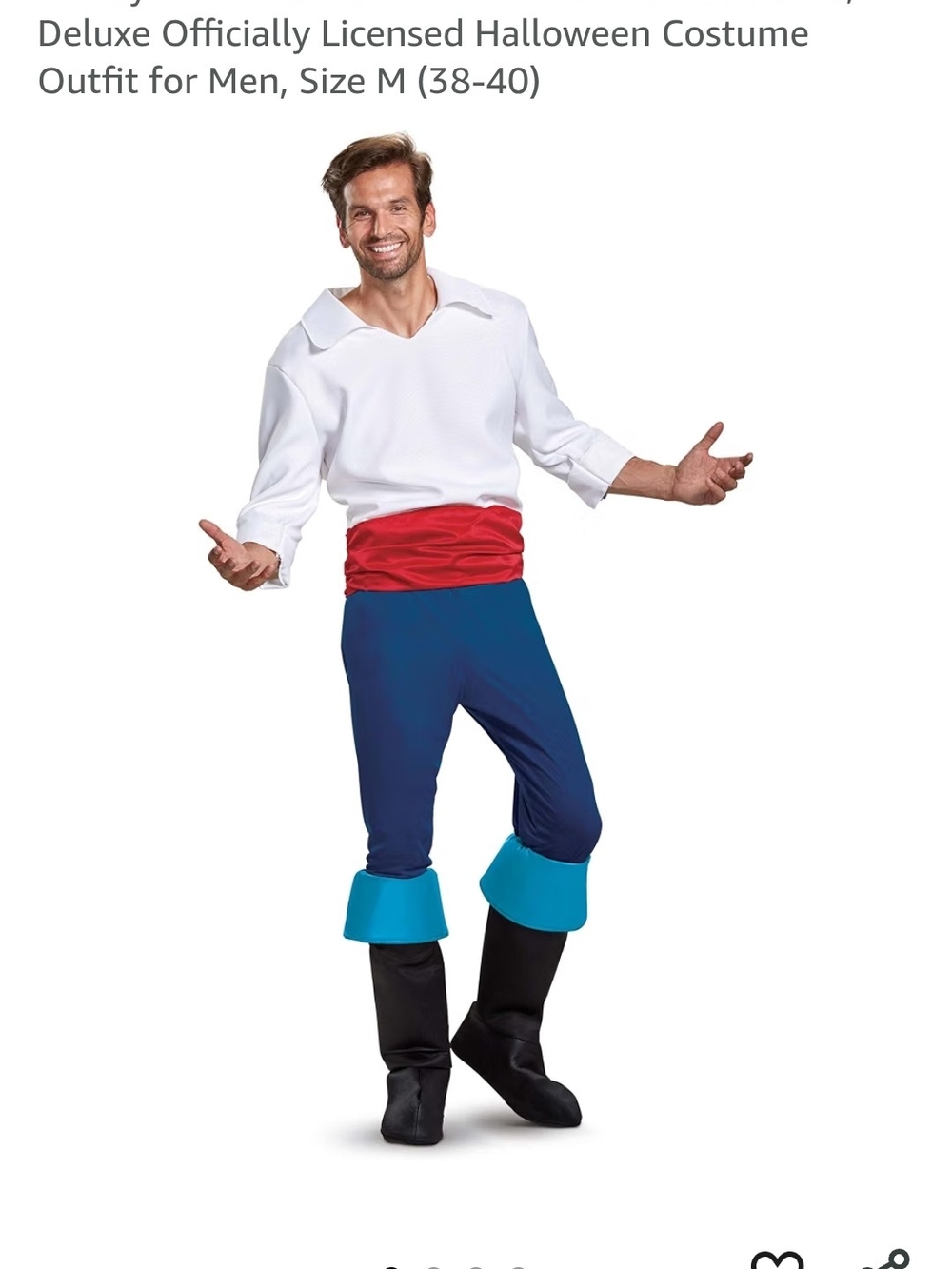 Men's M (Fits Like A L) Prince Eric Halloween Costume